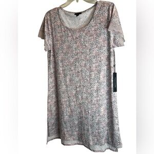 Tahari Dusty Pink Floral Lace-Trim Dress